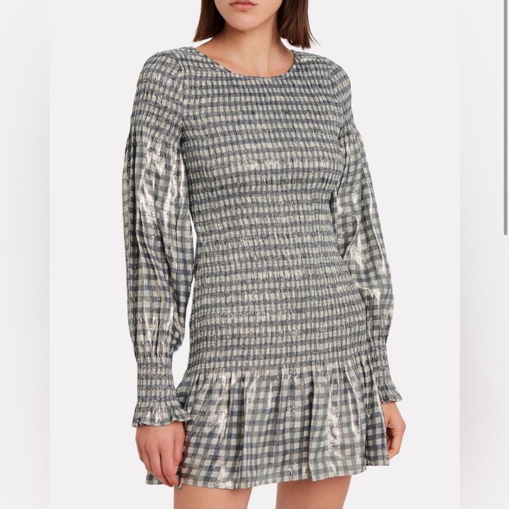 LoveShackFancy Metallic gingham mini dress Size S
